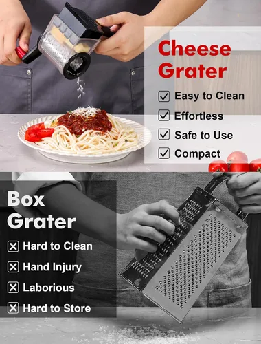 Miniatura 9 de GDL Rallador de queso con asa, rallador de queso parmesano compacto para cocina, apto para lavavajillas, rallador de parmesano con hoja de acero