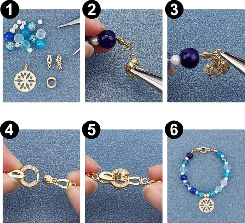 Miniatura 7 de CHGCRAFT Juego de 5 cierres plegables de latón de 0.984 in con circonita cúbica ovalada de larga duración para pulseras, collares, tobilleras
