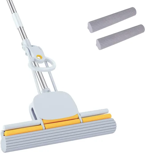 Miniatura 7 de PVA - Trapeadores de esponja para limpieza de suelos con mango largo de 60 pulgadas, mopa autoescurrible con cabezal de 15 pulgadas para azulejos