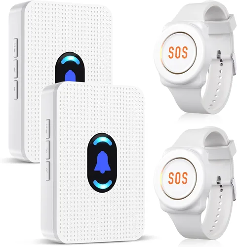 Miniatura 13 de Daytech Botón de llamada del localizador del cuidador para ancianos en el hogar Sistema de alerta de enfermera para pacientes mayores 2 receptor 3