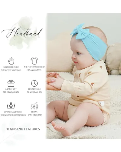 Miniatura 4 de jollybows 12 diademas de nailon para bebés con lazo elástico para niñas, recién nacidos, niños pequeños, accesorios para el cabello, juego de 6- Luz