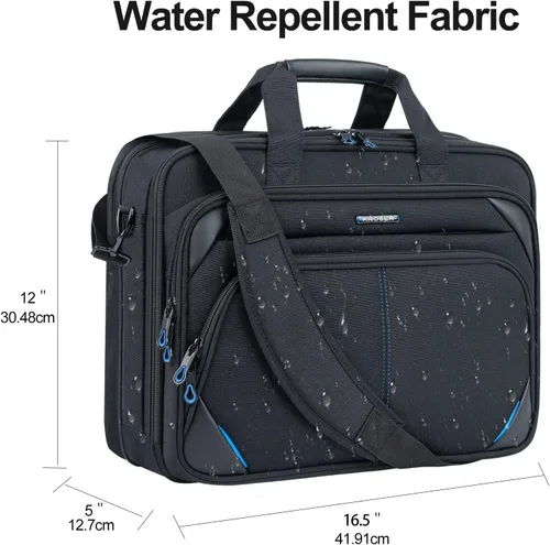 Miniatura 5 de KROSER - Bolso para laptop de 15,6 pulgadas, maletín con bandolera, bolsa de ordenador repelente al agua, funda para tableta duradera con bolsillos