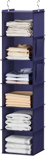 Miniatura 11 de YOUDENOVA - Organizador colgante para clóset con 6 estantes de almacenamiento, paquete de 2, negro