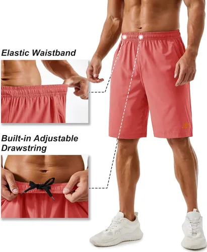 Miniatura 7 de TACVASEN Pantalones cortos deportivos para correr para hombre, 9 pulgadas, de secado rápido, pantalones cortos ligeros de verano, 3 bolsillos