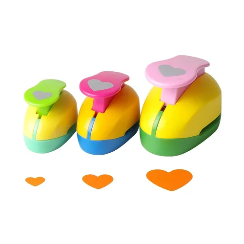 Perforadora de corazón de 3/8 pulgadas + 5/8 pulgadas + 1 pulgada con palanca artesanal hecha a mano para el día de San Valentín para manualidades,