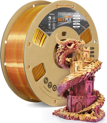 Miniatura 31 de OVERTURE - Paquete de filamento de seda PLA, sin obstrucciones, brillante, filamento metálico brillante para impresora 3D, carrete de 1 kg * 4