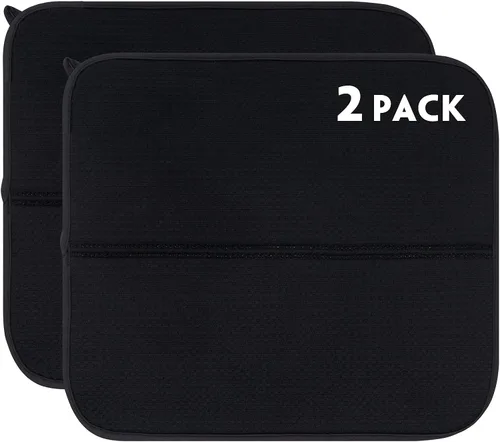 Miniatura 14 de Paquete de 2 tapetes de secado de platos para encimera de cocina, absorbentes, tapetes escurridor de platos de microfibra, almohadilla de secado