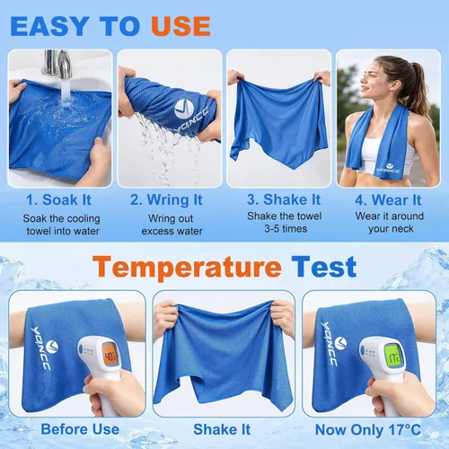 Miniatura 3 de YQXCC Paquete de 2 toallas refrescantes (47 x 12 pulgadas), toalla de cuello fría helada, microfibra suave y transpirable para yoga, golf, gimnasio