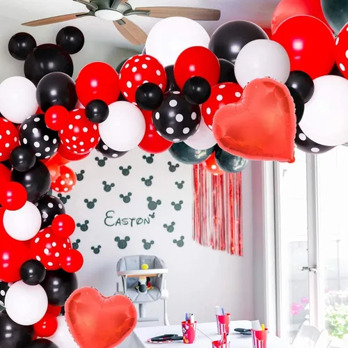 Miniatura 6 de 60 globos de lunares rojos y negros de mariquita, globos de punto ondulado, suministros de decoración de cumpleaños, boda, fiesta, juguetes