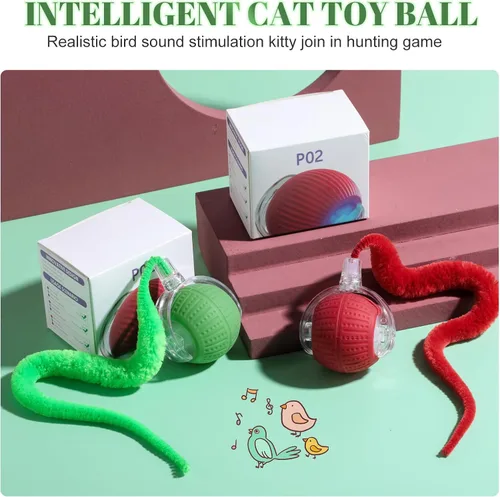 Miniatura 6 de 2 piezas de juguetes interactivos para gatos de interior, rodando rápidamente en la alfombra con flash y bolas de gato activadas por movimiento
