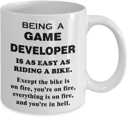 Miniatura 2 de Regalo divertido para diseñador de juegos, montar una bicicleta en el fuego, taza de café, diseño de videojuegos, inspiración, diseño de taza de té