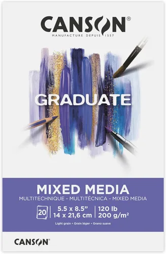 Canson Bloc de Medios Mixtos Graduate, Plegable, 5.5 x 8.5 pulgadas, 20 Hojas | Papel de Artista para Adultos y Estudiantes - Acuarelas, Medios