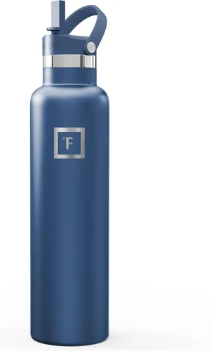 Miniatura 10 de IRON °FLASK Botellas de agua de campamento/senderismo, 3 tapas (estrecha con popote), sin fugas, aisladas al vacío, acero inoxidable de doble pared