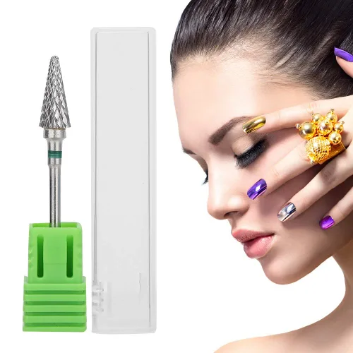 Miniatura 6 de Pongnas Broca de uñas de acero de tungsteno, brocas de manicura para manicura y pedicura eléctrica, accesorios de cabeza de molienda (verde)
