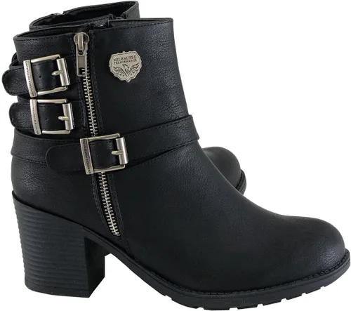 Miniatura 8 de Milwaukee MBL9405 - Botas cortas de cuero para mujer, con cremallera lateral y triple hebilla de ajuste