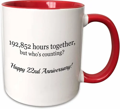Miniatura 12 de 3dRose mug_224667_4 Happy 22nd Anniversary 198852 Hours Together - Taza de 11 onzas, color negro