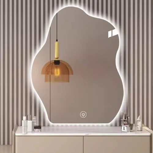Miniatura 2 de HM&DX Espejo de baño LED en forma de nube con luces LED, espejo con luz antiniebla regulable tricolor, espejo de tocador con botón táctil