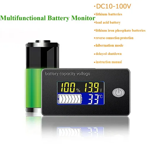 Miniatura 2 de Medidor de voltaje con pantalla de temperatura, medidor de voltaje (12 V)