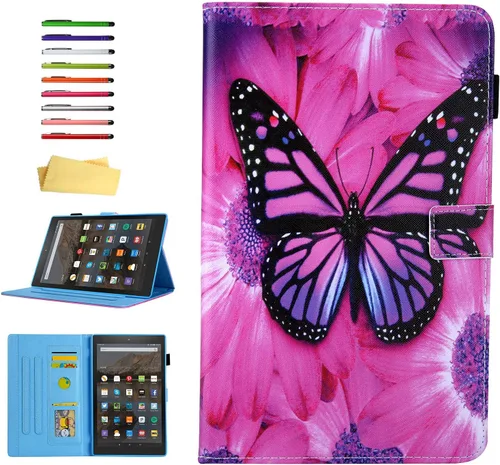 Miniatura 14 de Funda para tablet Fire HD 8 de 8ª/7ª/6ª generación de 8.0 pulgadas con soporte para lápices [encendido y apagado automático] ranuras para tarjetas