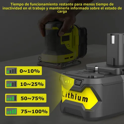 Miniatura 9 de Powilling Paquete de 2 baterías P108 mejoradas de 8.0Ah para batería Ryobi de 18 V, baterías de 18 voltios para herramientas inalámbricas Ryobi One