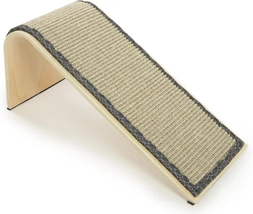 Miniatura 7 de SmartyKat Rascador de gato con rampa de ángulo de sisal, superficie de sisal tejida natural y estructura de madera estable con hierba gatera orgánica