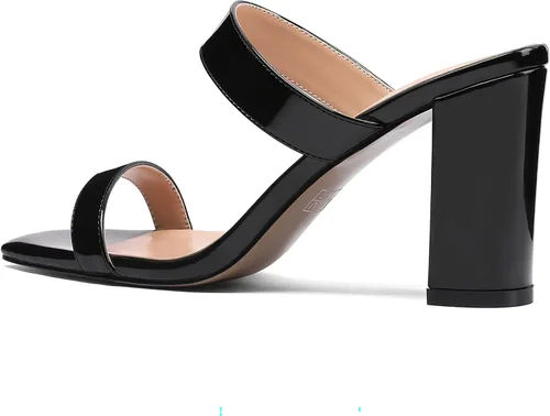 Miniatura 7 de MODENCOCO Sandalias de tacón alto para mujer, con puntera abierta, de patente, de moda, de 3.3 pulgadas