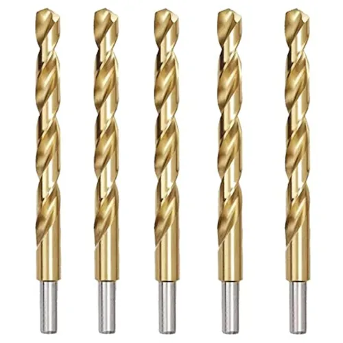 Miniatura 6 de DRILLFORCE (5 piezas) Brocas con revestimiento de titanio HSS de 25/64 pulgadas x 5-1/8 pulgadas, longitud Jobber, vástago recto, taladro de metal