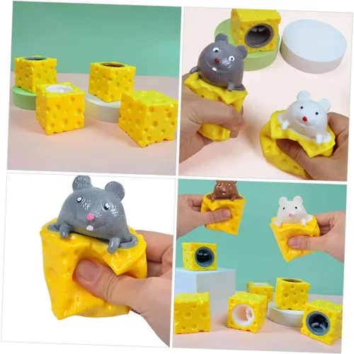 Miniatura 8 de FRCOLOR 2pcs queso ratón Squeeze Stress Relief broma para niños descompresión creativa Squishy ratones color aleatorio