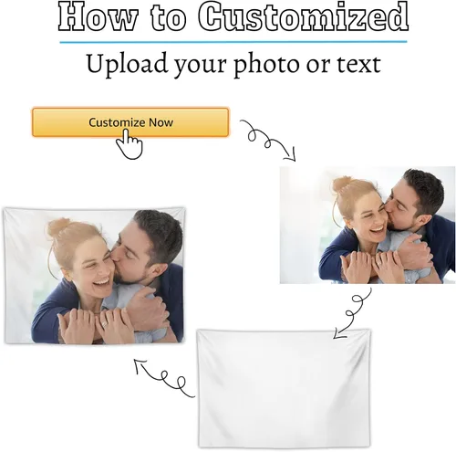 Miniatura 2 de Giabmiag Tapiz personalizado para subir imágenes personalizadas, telón de fondo para colgar en la pared, decoración de dormitorio, estética, 37 x 29