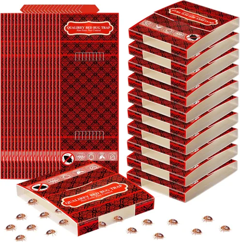 Qualirey Paquete de 24 trampas para insectos de cama, detector de chinches no tóxico para patas de cama, interceptores de chinches atraen chinches,