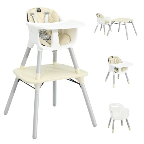 Miniatura 10 de BABY JOY Silla alta, silla alta convertible 5 en 1 para bebés y niños pequeños, asiento elevador, juego de mesa y silla, silla de alimentación Gris