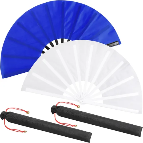 Miniatura 78 de Maitys Paquete de 2 ventiladores de mano plegables grandes de 13 pulgadas, ventiladores chinos de mano grandes para baile de línea, Tai Chi