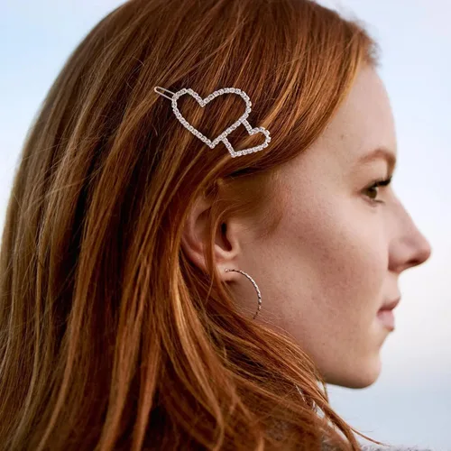 Miniatura 4 de HINZIC 5 pinzas para el cabello con forma de corazón hueco, estilo bohemio, con cristales brillantes, para San Valentín, accesorios para tocado