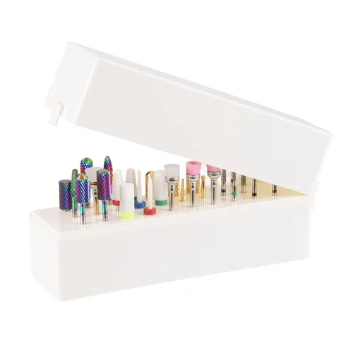 Soporte para brocas de uñas, 30 agujeros, a prueba de polvo, organizador de brocas, contenedor para brocas de uñas acrílicas, herramientas de