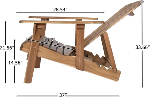 Miniatura 2 de Sillas Adirondack plegables teñidas naturales, sillas de terraza al aire libre, sillas de patio, con reposapiernas extensible para piscina, Teñido