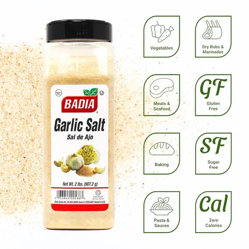 Miniatura 3 de Badia Sal de ajo, 2 libras, condimento de sal de ajo, potenciador de sabor de especias multiusos, sin gluten