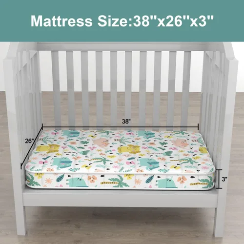 Miniatura 4 de Colchón para cuna de bebé de 3 pulgadas, colchón infantil de 38 pulgadas de largo x 26 pulgadas de ancho, colchón para niños pequeños sin huecos