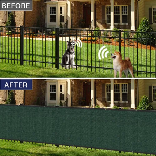 Miniatura 3 de Windscreen4less Pantalla de valla de privacidad resistente para valla de viento, malla de malla con ranuras de latón para pared al aire libre, Verde