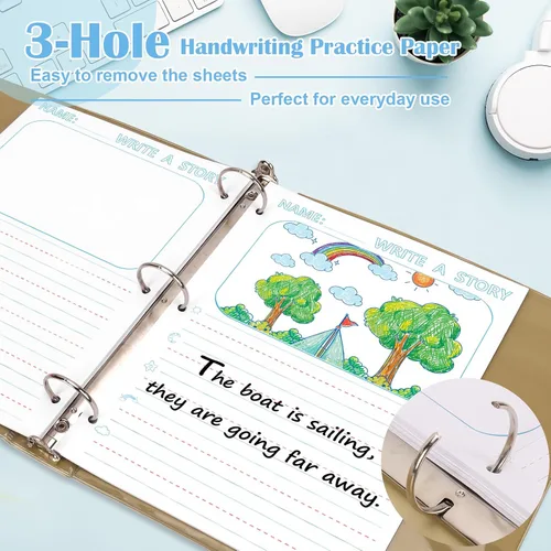 Miniatura 3 de 50 hojas de papel de escritura de historias de 8.5 x 11 pulgadas para niños, papel de dibujo y escritura de hojas sueltas de 3/4 pulgadas de regla
