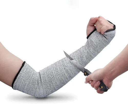 Cut Resistant Sleeves Level 5 Arm Protection Sleeve with Thumb Slot Grey Gardening Sleeves for Women Men 14.0 in(1 par)-gris