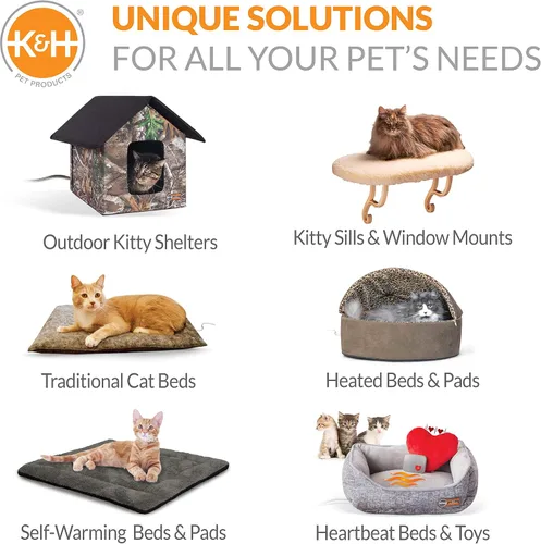 Miniatura 10 de K&H PET PRODUCTS K & H Productos para mascotas Kitty Sill Cat Ventana Hamg Mock Perca (calentada o calentada) Fleece con calefacción 14 x 24 pulgadas