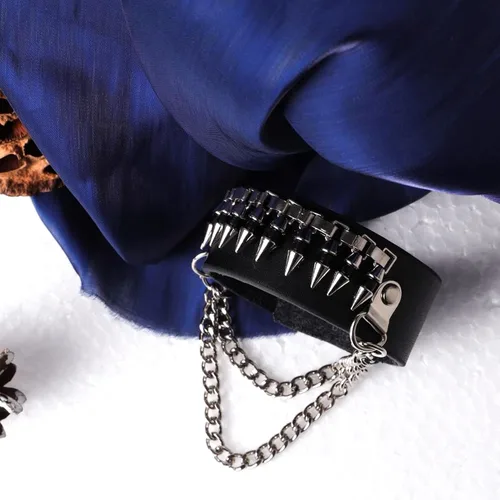 Miniatura 5 de Eigso Pulsera vintage retro punk para hombres y mujeres con cierre de botón de metal ajustable