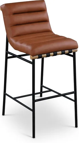 Miniatura 11 de Meridian Furniture 846Black-C Burke Collection Modern Taburete de bar contemporáneo con cuero vegano negro suave, marco de metal negro mate