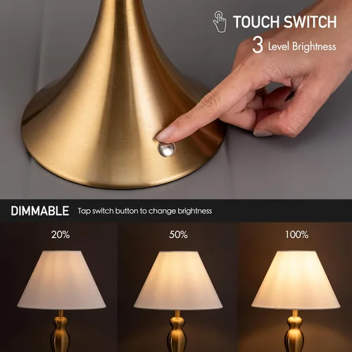 Miniatura 2 de O'Bright Ember – Lámpara de Mesa Inalámbrica – Recargable, Regulable al Tacto, Funciona con Batería, Bombilla LED E26, Carga Rápida Tipo C, Lámpara