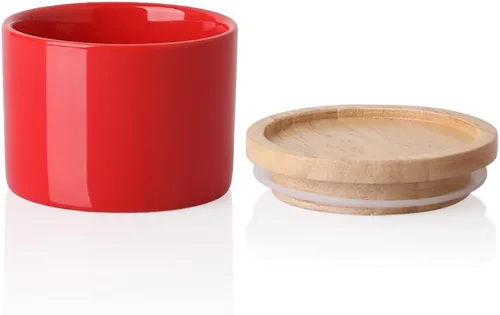 Miniatura 40 de Sweejar Kitchen Canisters - Tarro de cerámica para almacenamiento de alimentos, recipientes apilables con sello hermético y tapa de madera