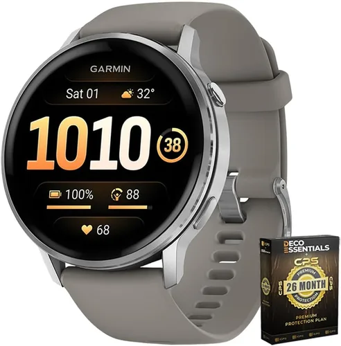 Miniatura 15 de Garmin 010-03013-03 Venu 4, reloj inteligente de 1.614 in, oro lunar con banda de hueso y correa de cuero arena clara con Deco Essentials exclusivo