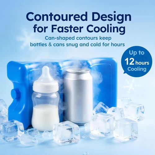 Miniatura 5 de Bolsa de hielo para enfriadores, almacenamiento de botellas de leche materna, caja de almuerzo, paquete de congelador contorneado aislado, paquete