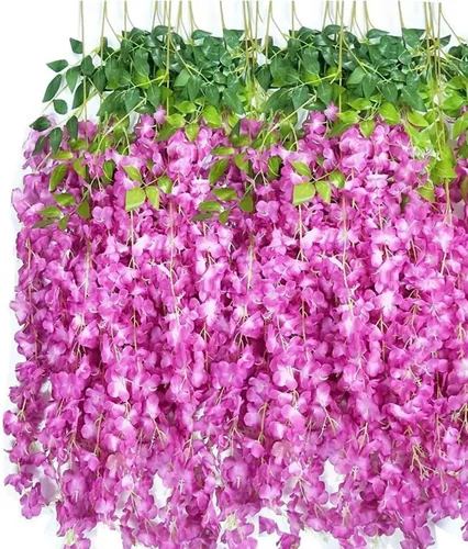 Miniatura 8 de OUKEYI Guirnalda de flores artificiales de glicina, 12 unidades, flores falsas de seda de 3.6 pies para colgar en interiores y exteriores, hogar