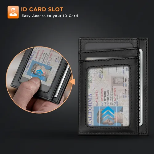 Miniatura 6 de SERMAN BRANDS RFID Blocking Slim Minimalist Mens Front Pocket Wallet. Thin Card Holder. Full Grain Leather Wallets for Men