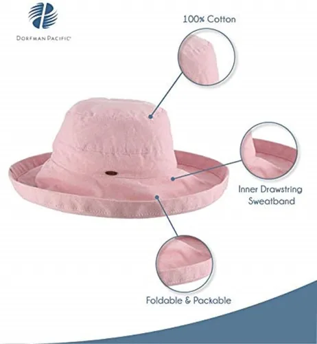 Miniatura 5 de Scala sombrero de algodón con ala grande con cordón en el interior y protección UPF 50+ para mujer.